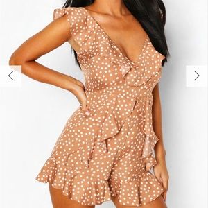 PETITE POLKA DOT RUFFLE ROMPER